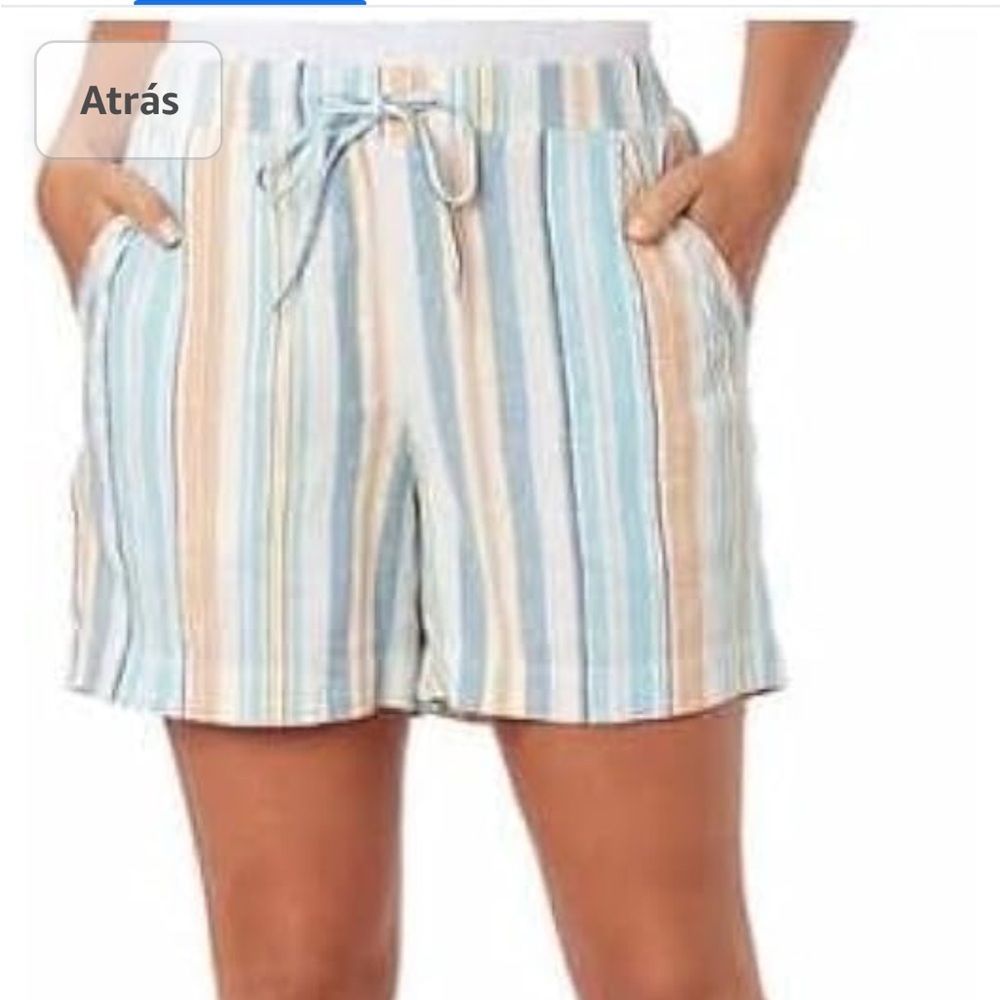 Briggs New York Pastel Stripe Drawstring Shorts - Blue, Cream, Tan